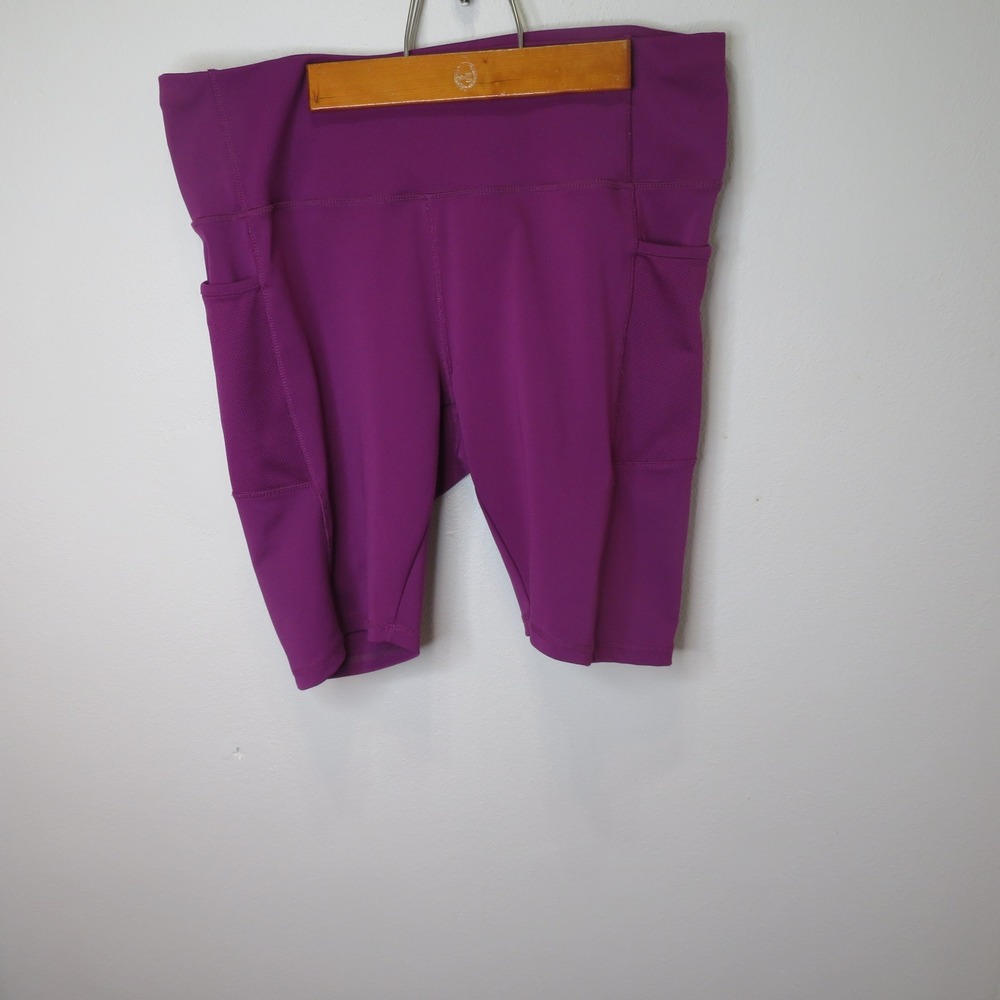 Daisy Fuentes Fit Purple Bike Shorts High Waisted Mesh Side Pockets 2X